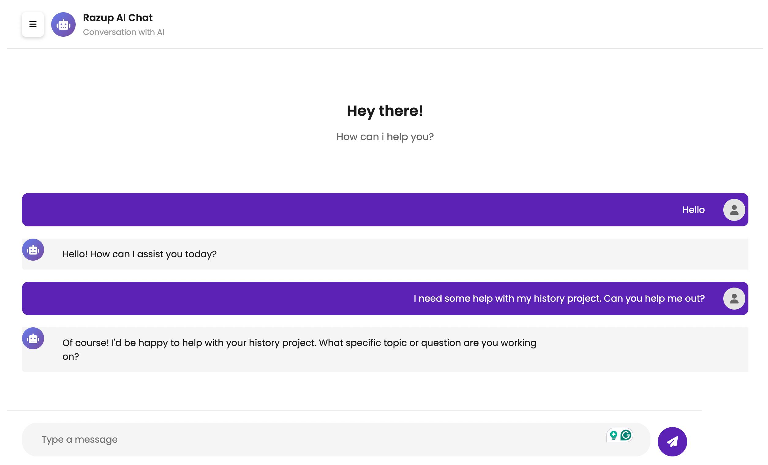 AI chat workspace